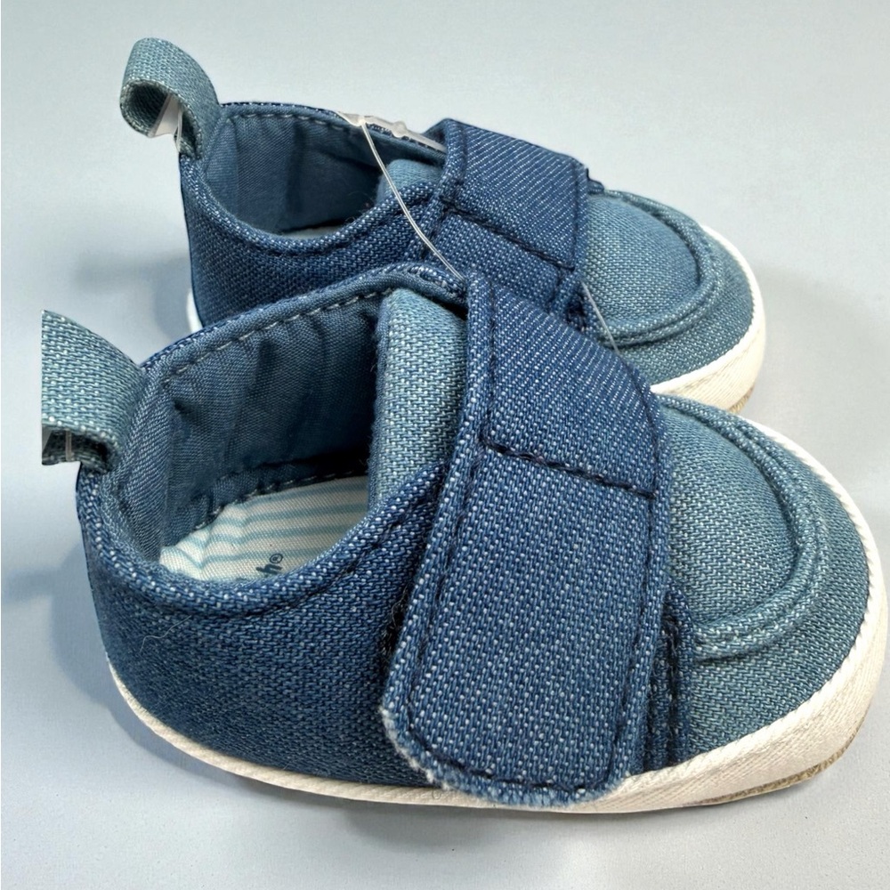Baby B’gosh Newborn Denim Soft Sole Shoes Velcro Strap – Size NB NEW WITH TAGS! - Picture 3 of 12